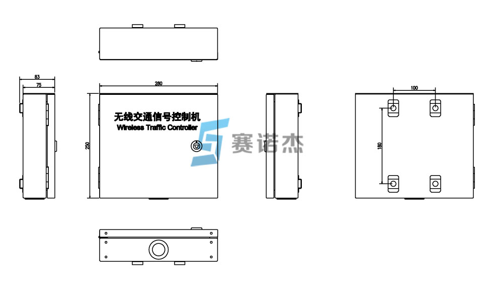 太陽能無線信號(hào)控制機(jī)尺寸圖